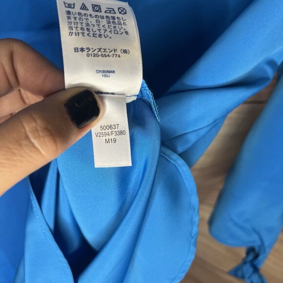 Lands' End Women's Bracelet Sleeve Blouse Top Siam Blue 12 - Picture 8 of 10